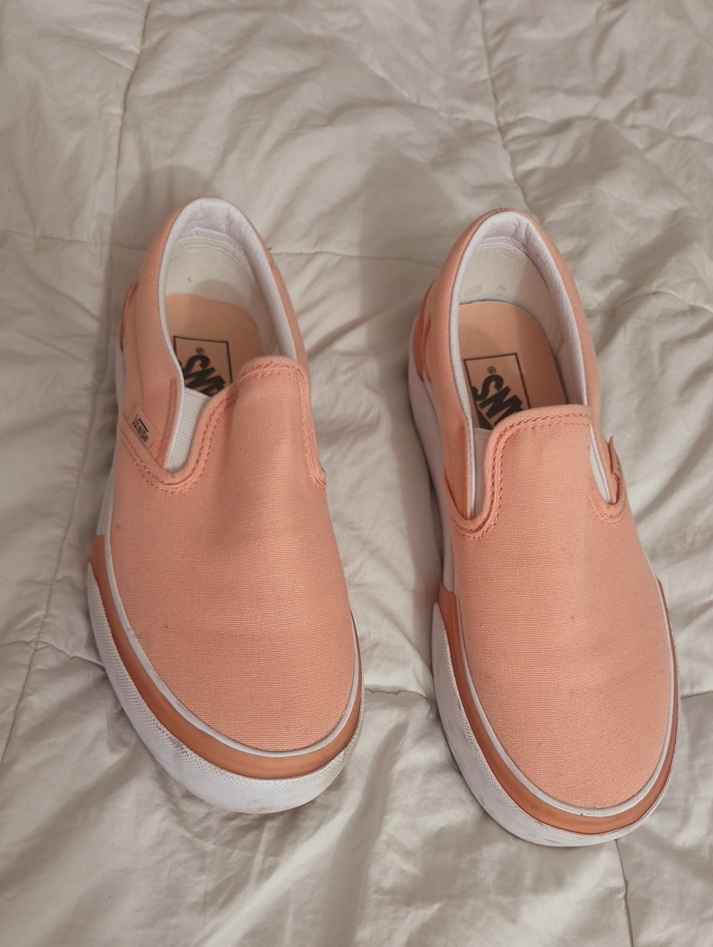 Vans Peach Canvas Slip-On Sneakers
